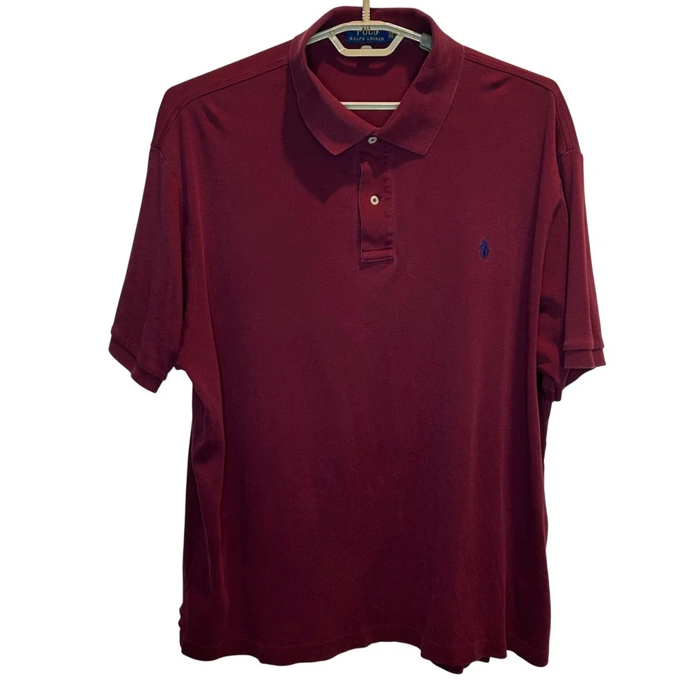 Polo Ralph Lauren Polo Shirt 2XB Men's Burgundy Short Sleeve Embroidered Pony